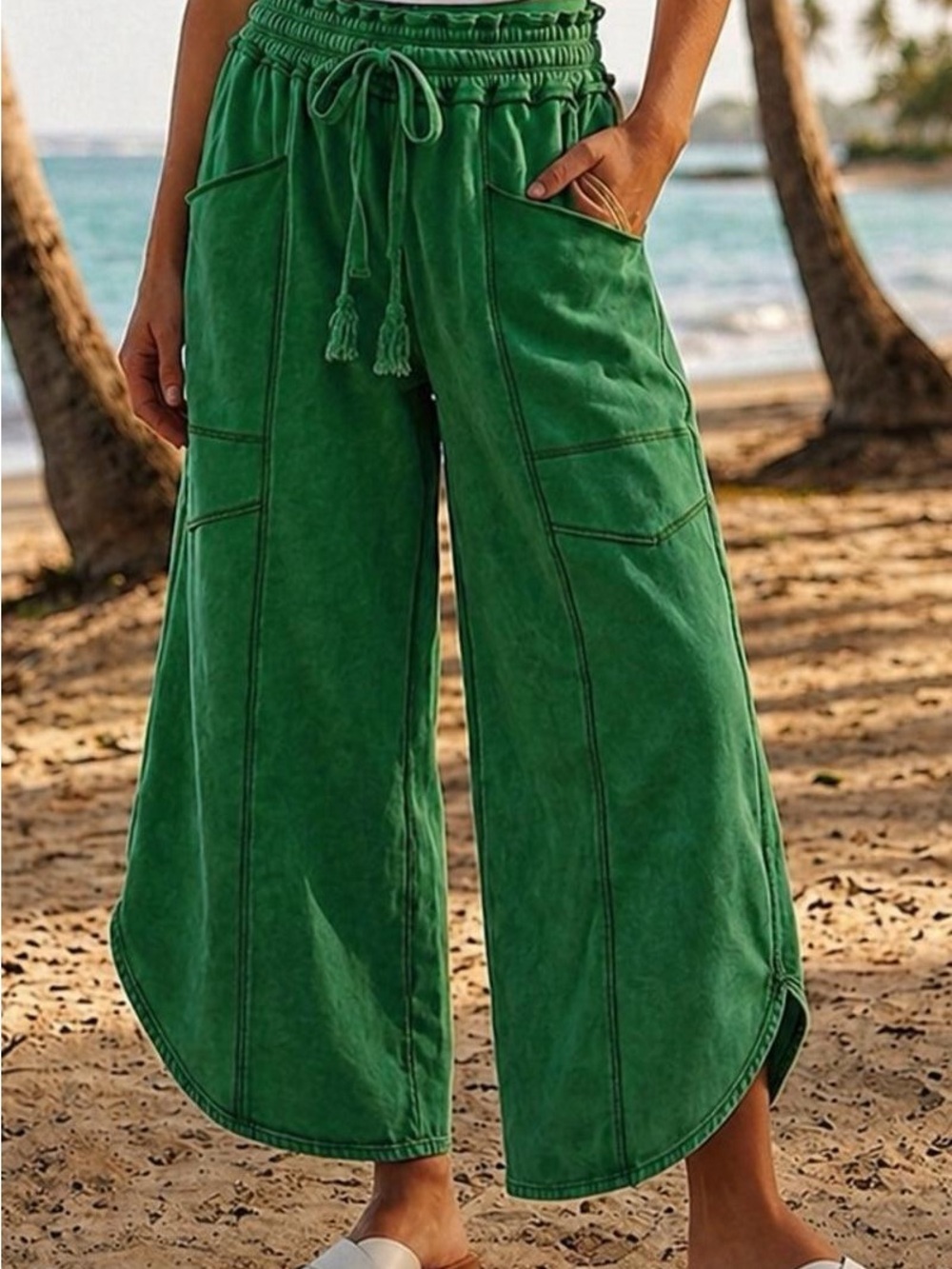 254 ❤️ green LOVLOV TULIP MINERAL WASH RELAXED
POCKET PANTS
